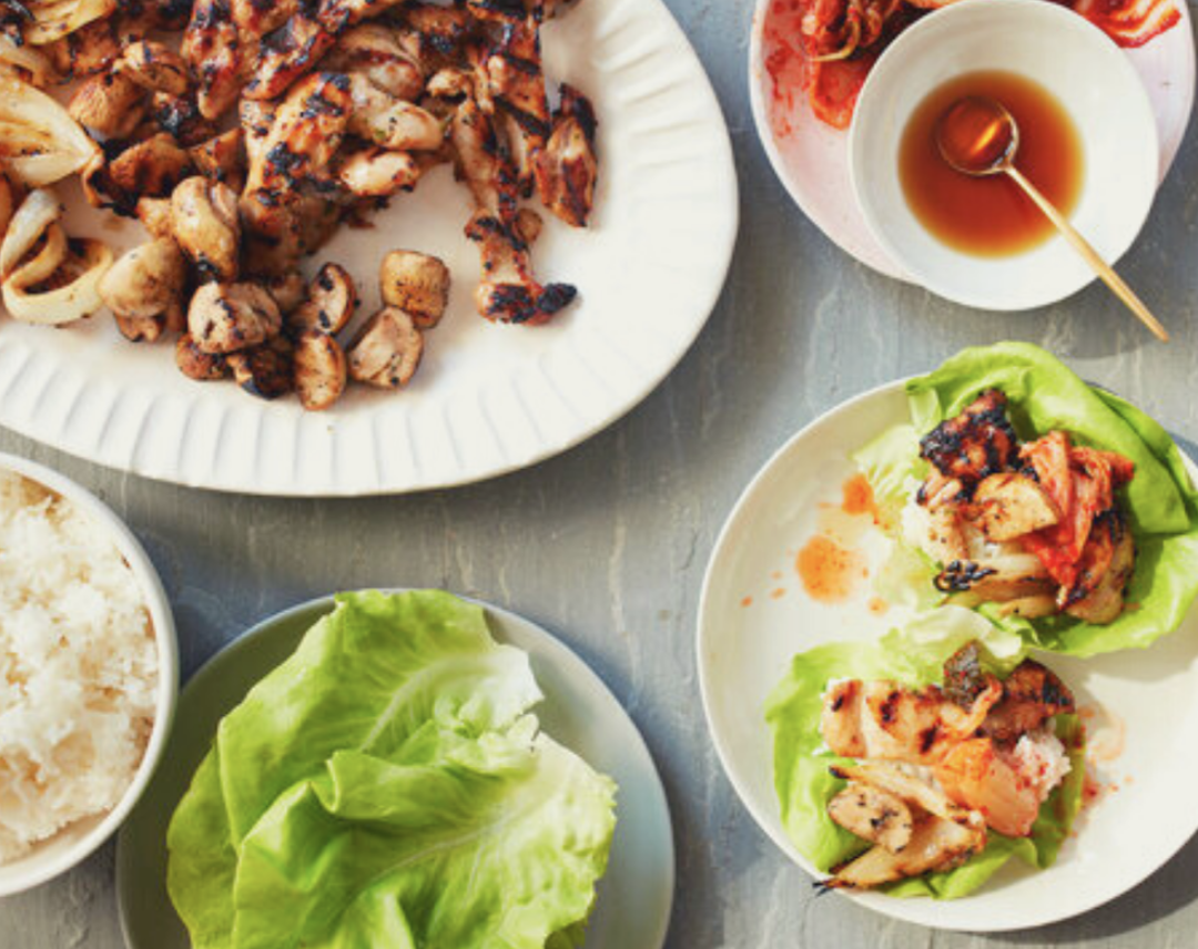 Korean Mushroom Lettuce Wraps with Pickled Carrots and Radishes