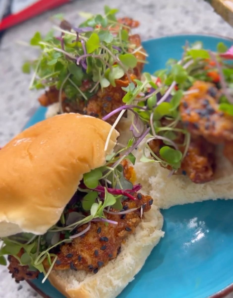 Korean N' Herb Pink Oyster Mushroom Sliders from Down with Daishu