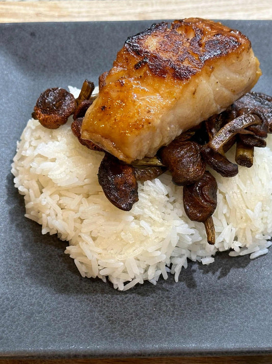 Miso Marinated Cod with Chestnut Mushrooms