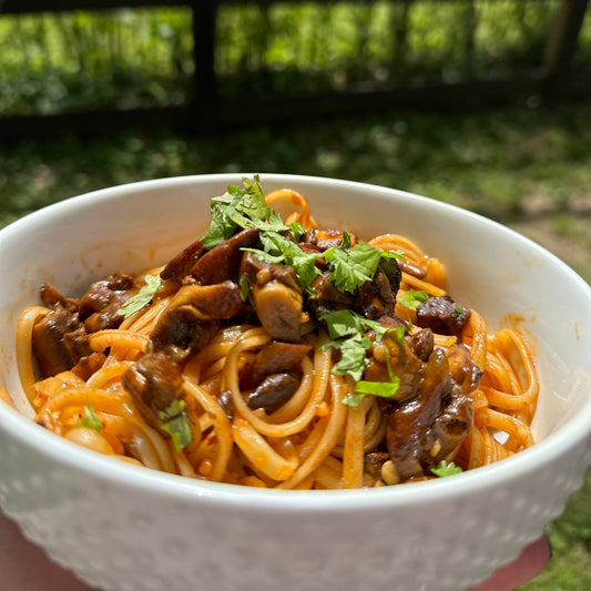 Gochujang Butter Noodles with Chestnut Mushrooms