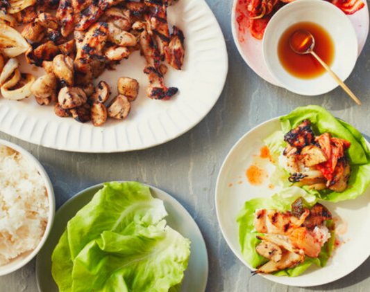 Korean Mushroom Lettuce Wraps with Pickled Carrots and Radishes